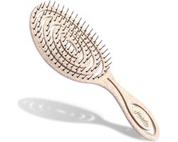 foto van Ninabella haarborstel antiklit dames en heren - Spiraalvormige anti klit borstel - Detangler brush - Stijlborstel voor krullen of steil haar - Beige