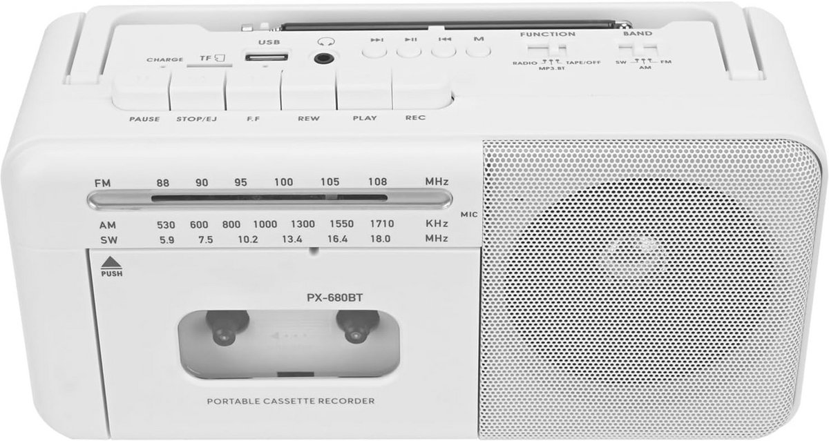Draagbare vintage cassetterecorder met radio en USB-ingang