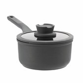 Steelpan antikleef met deksel Stone 18cm - Zwart - PFAS-vrij