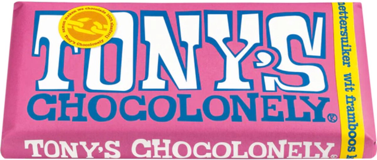 Witte Chocolade Reep Framboos Knettersuiker 180 gram Chocola van Tony's Chocolonely — cadeau in Eten & Drinken - foto 6
