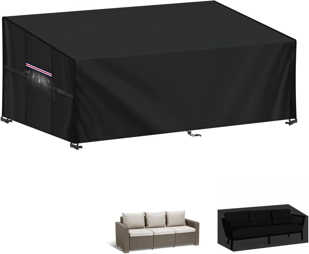 Famanu Beschermhoes voor Tuinbank, 420D Oxford-Stof Hoes voor Tuinbank 2-3 Zits Tuinmeubelhoes, Lounge Sofa Afdekking Waterdichte Hoes voor Tuinmeubelen Sectionele Tuinbankhoes, 160x85x71/61cm zwart