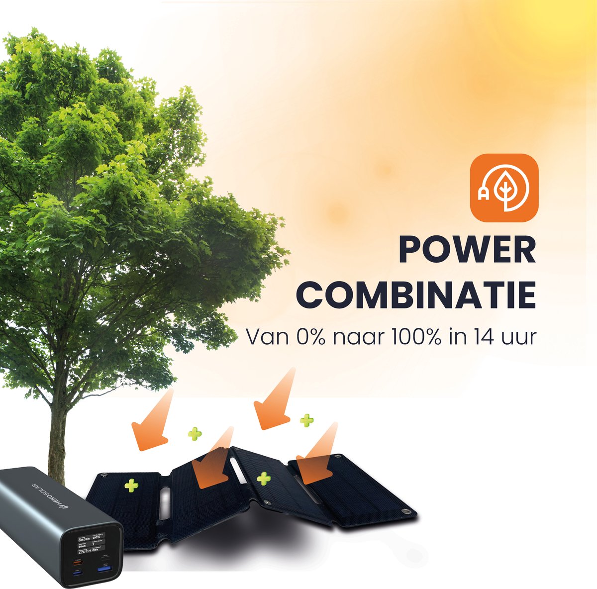 Heko Solar Fuse 140 + Unfold 15 - Powerbank met Zonnepaneel - afbeelding 2