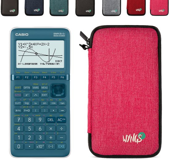 Casio Graph 25+E II incl. WYNGS Beschermhoes Roze - Grafische Rekenmachine - Basis Pakket