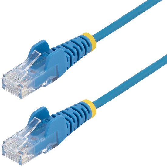Câble Ethernet fin CAT6 StarTech.com de 5 m, Blauw, anti-accroc, PoE 100 W, UTP, LSZH, fil de cuivre Pure 28 AWG, cordon de raccordement Réseau RJ45 fin avec serre-câble, testé Fluke