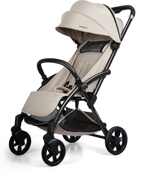 M2 Memores Plooibuggy Beige - Buggy Inklapbaar Inclusief Regenhoes, Bekerhouder en Tassenhaken - Peuter -Extra licht & Compact voor Vliegtuig, Auto & OV - Extra Veilig en Wendbaar door Grote Massieve Wielen - Tot 4 jaar - Kinderwagens - Wandelwagen — afbeelding 2