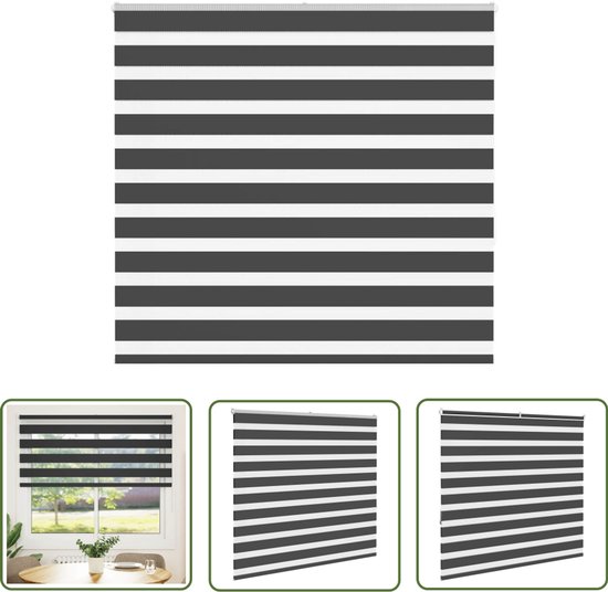 Store enrouleur vidaXL - Rideau Zebra - Zebra enrouleur zèbre 160 x 150 cm - Largeur du tissu : 155,9 cm - Noir - Rideau occultant - Rideau d'intimité - Protection solaire