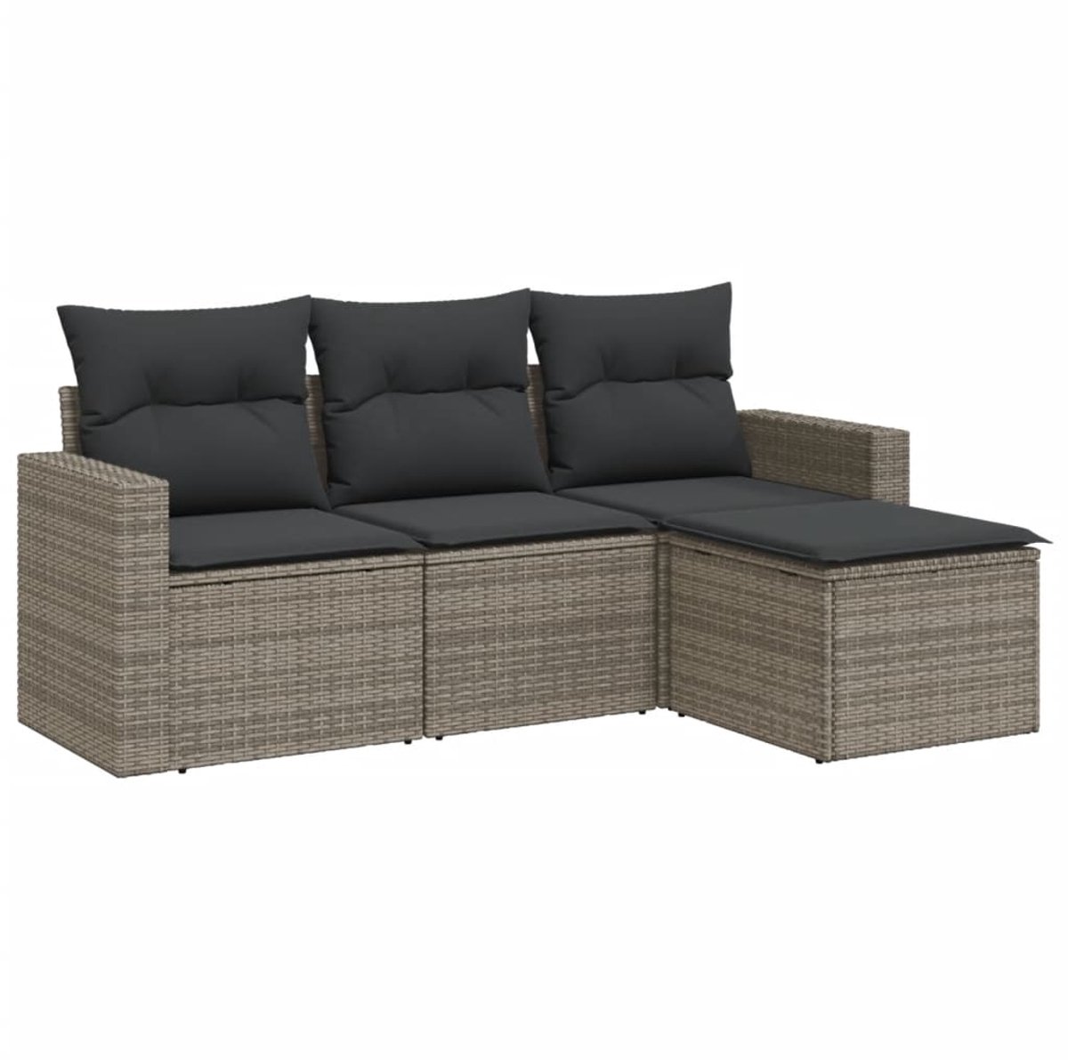 vidaXL Tuinbank - Set - 4 - st - Grijs - poly - rattan