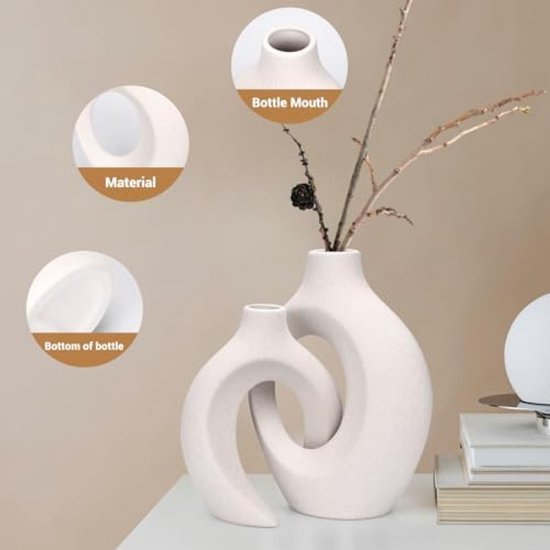 Vaas keramiek set van 3 met ribbels