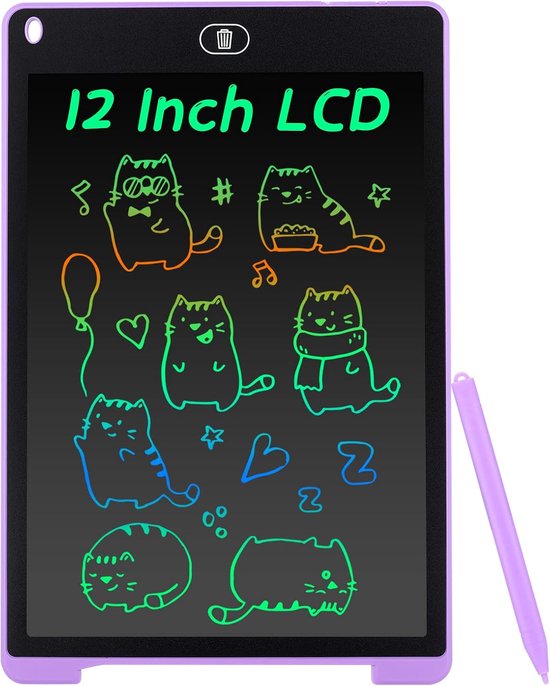 Tablette D'écriture LCD 12 Pouces - Réutilisable - Pour Notes, Dessin, Messages - Écran Sans Lumière Bleue - 10