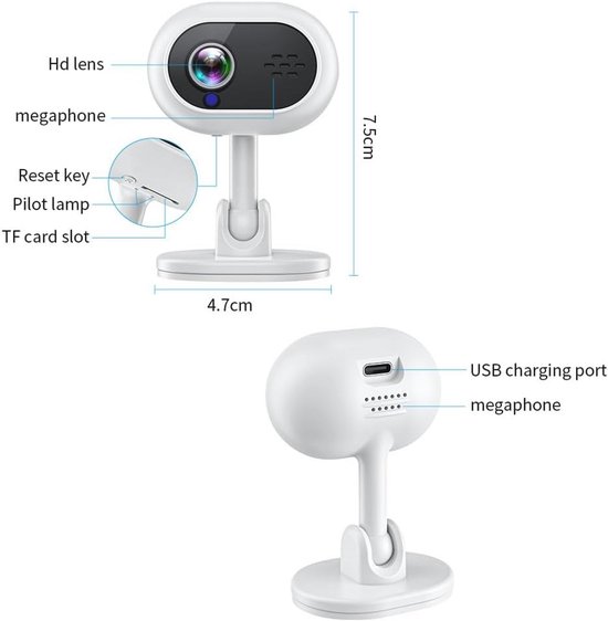 Plug-in Slimme Binnen Beveiligingscamera - WiFi Slimme Camera - Babyfoon - HD Video Dag en Nacht 1080p - Bewegingsdetectie - Tweewegs Audio — afbeelding 4