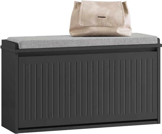 SoBuy Schoenbank Met Zitkussen, Schoenenrek Zitbank En 1 Kleppen Moderne Schoenenkast Opbergruimte Ruimtebesparende Entreebank Grijs 60x24x51cm Fsr82 K Hg 2706481510