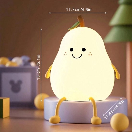 Veilleuse pour enfants | Poire| LED | Lampe pour enfants rechargeable par USB | Multicolore | Dimmable | Éclairage de la Chambre de bébé