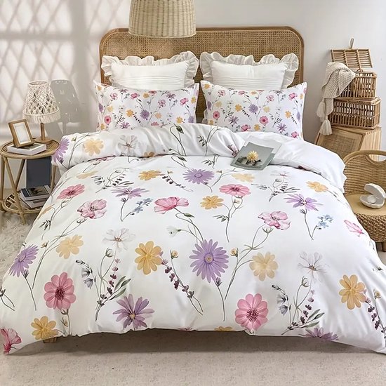 Housse de couette simple 140 x 200 - Fleurs - Belle qualité - Bloem - Chambre fille - Enfant - Ado - Adulte