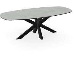 Deens ovale eettafel - licht betonlook melamine blad - beton tafel 160 x 80 cm