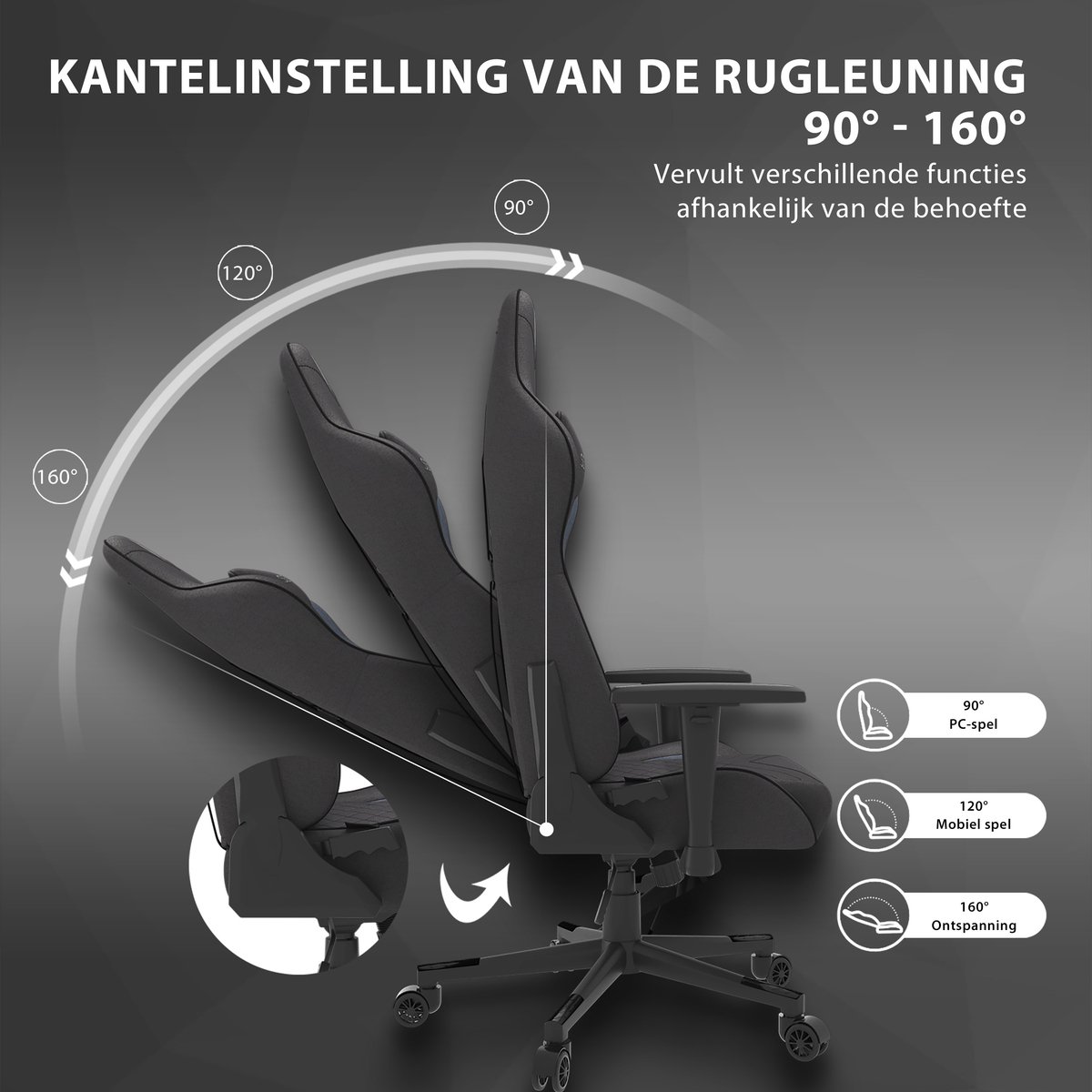 MORELE SENSE7 Spellcaster Ergonomische Bureaustoel met Nek- en Lendenkussen - afbeelding 3