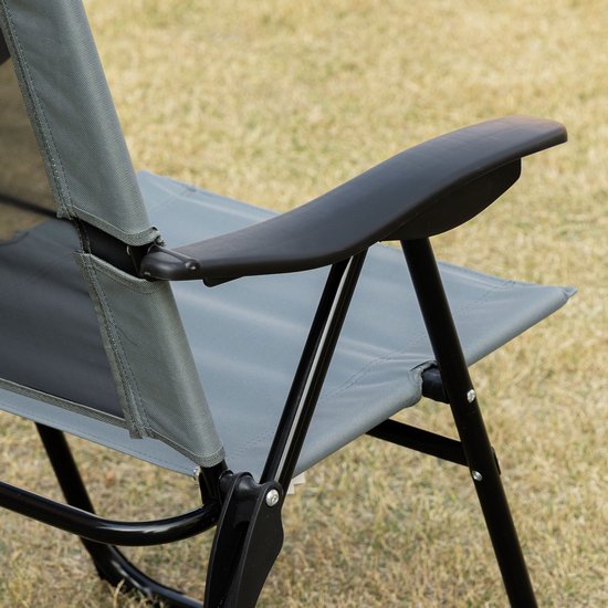 2 Campingstoelen - 5 standen Klapstoel met armleuningen - Grijs — afbeelding 3