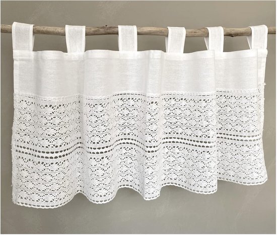 Vitrage Jacquard verstrengelde lijnen 30 x 87,5 H/B wit
