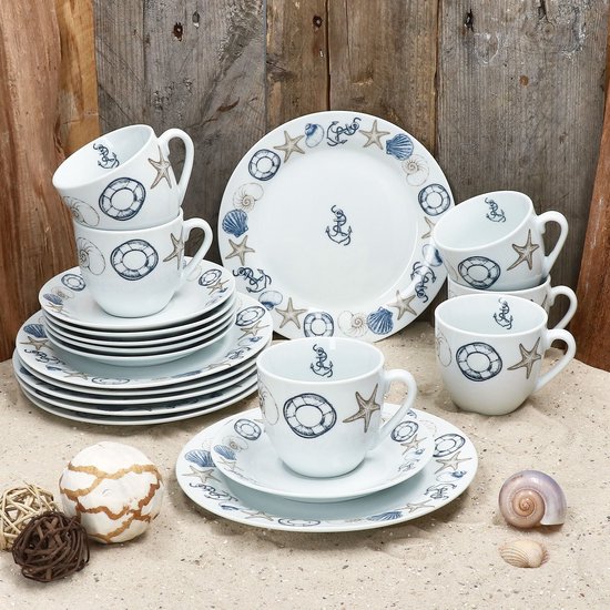 MamboCat Rendier Unik Koffieservies, 18-delig, aardewerk, koffieset voor 6 personen met hert en sneeuwvlokken, 6 x kopjes, schoteltjes en taartborden, geschikt voor Kerstmis MamboCat Rendier Unik Koffieservies, 18-delig, aardewerk, koffieset voor 6 personen met hert en sneeuwvlokken, 6 x kopjes, schoteltjes en taartborden, geschikt voor Kerstmis