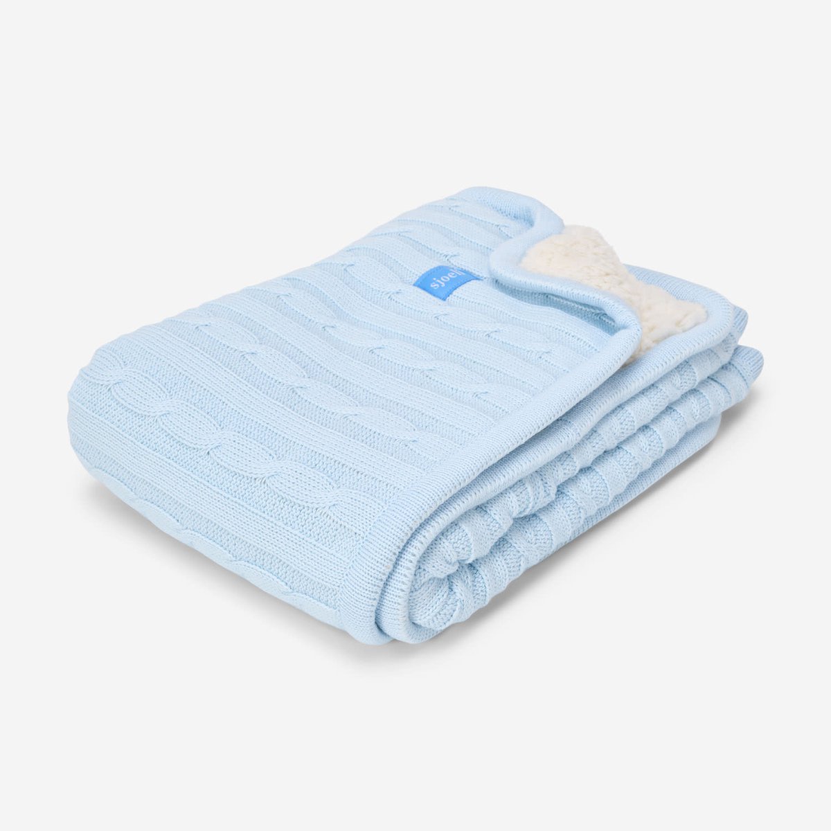 Sjoeli - Baby Deken Wieg - Teddy Knit - 75x100 - Baby Blue - 100% Katoen