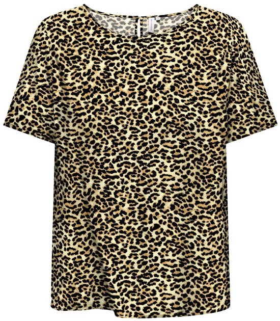 ONLY CARMAKOMA CARNOVA LIFE SS TOP Dames Top - Pumice Stone Leo Aop