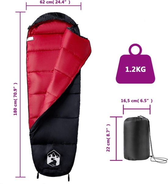 vidaXL-Slaapzak-mummie-voor-volwassenen-3-seizoenen