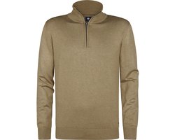 Petrol Industries - Heren Gebreide Half-Zip Trui Lexington - Bruin - Maat XXXL