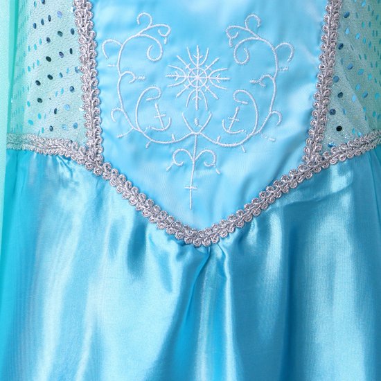Joya Party® Verkleed Jurk Volwassenen | Blauwe Glamour Jurk | Carnaval Verkleedjurk Dames | Prinsessenjurk Vrouwen | ijsprinces | Carnavalskleding | Maat L