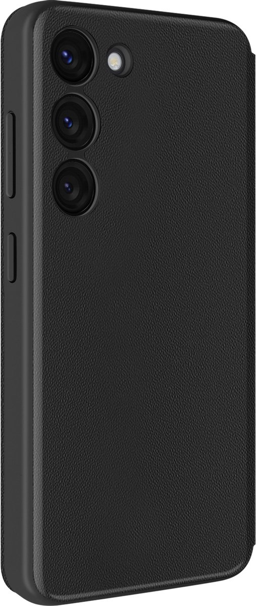 Avizar Leren hoesje Geschikt voor Samsung Galaxy S23 Display Venster kaarthouder, Zwart