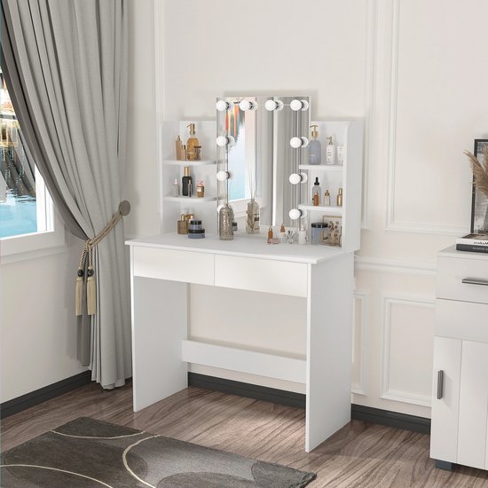 Kaptafel Make-up tafel Verlichte spiegel Dressoir met verlichte make-up set en commode voor vrouwen