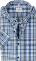 Chemise MARVELIS coupe moderne - manches courtes - popeline - carreaux bleu clair - Sans repassage - Taille du col : 41