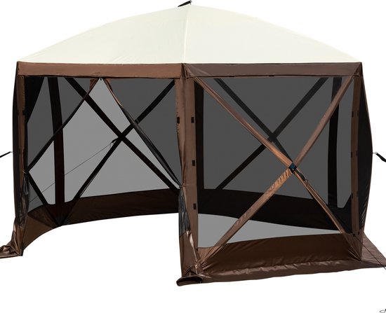 Camping Paviljoen Tent, 12 x 12 ft, 300D Oxford Stof en B3 Gaas, Pop-up Ontwerp, Met Privacywanden en Windschermen, Voor Maximaal 8 Personen van Merkloos — afbeelding 2