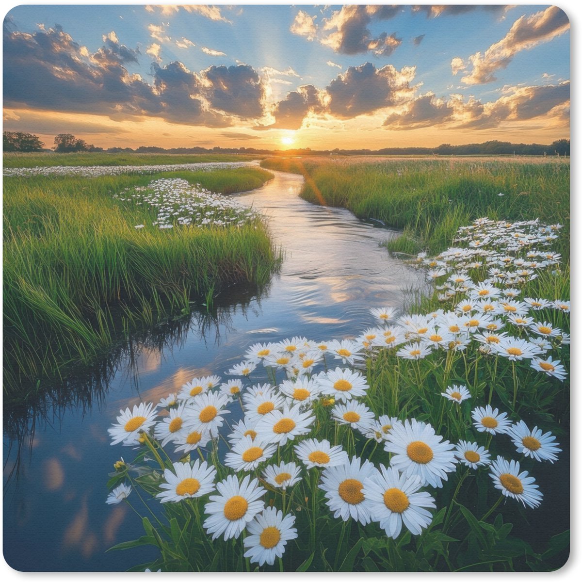 Muismat 30x30 cm - Mousepad Beekje - Landschap - Margriet - Muismatten