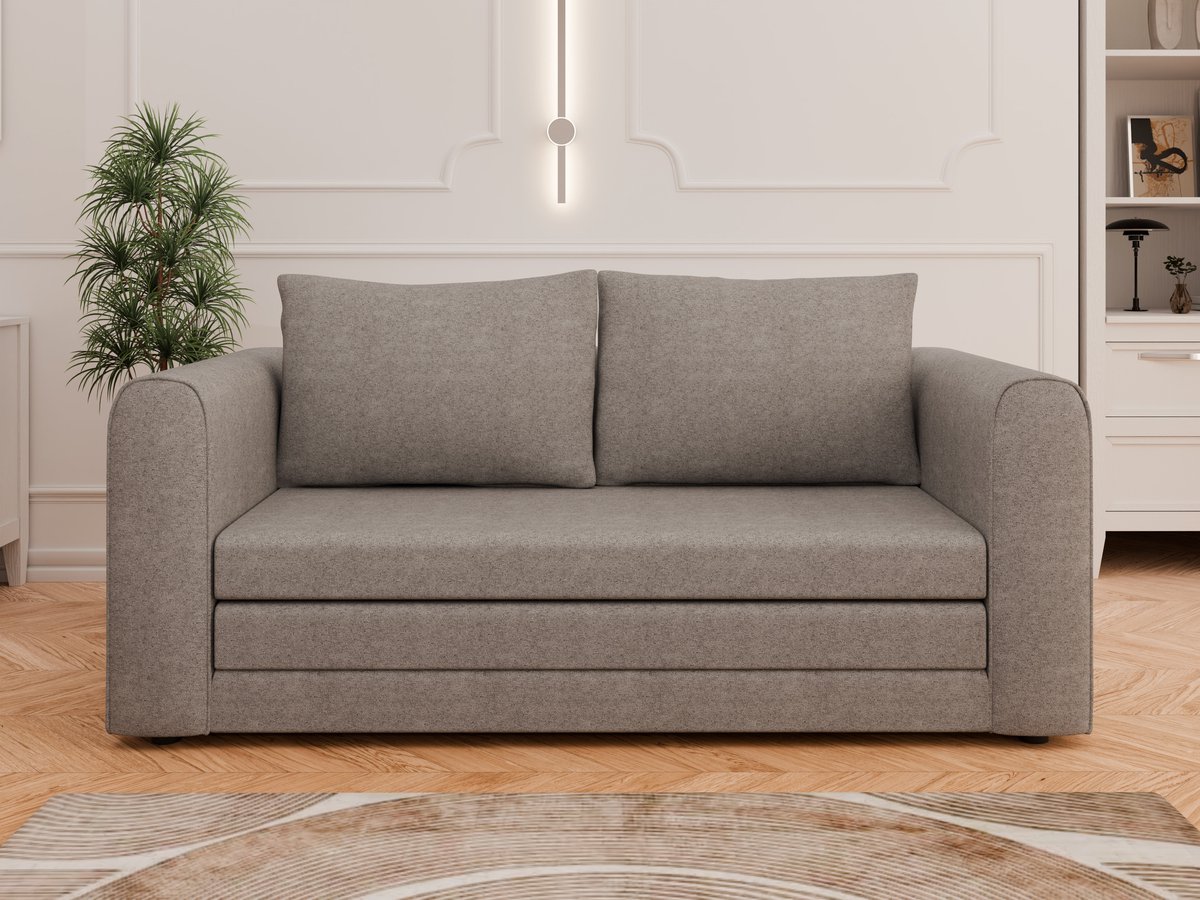 Slaapbank ARELIS, sofa met slaapfunctie, moderne bank, 2-zits, bruin