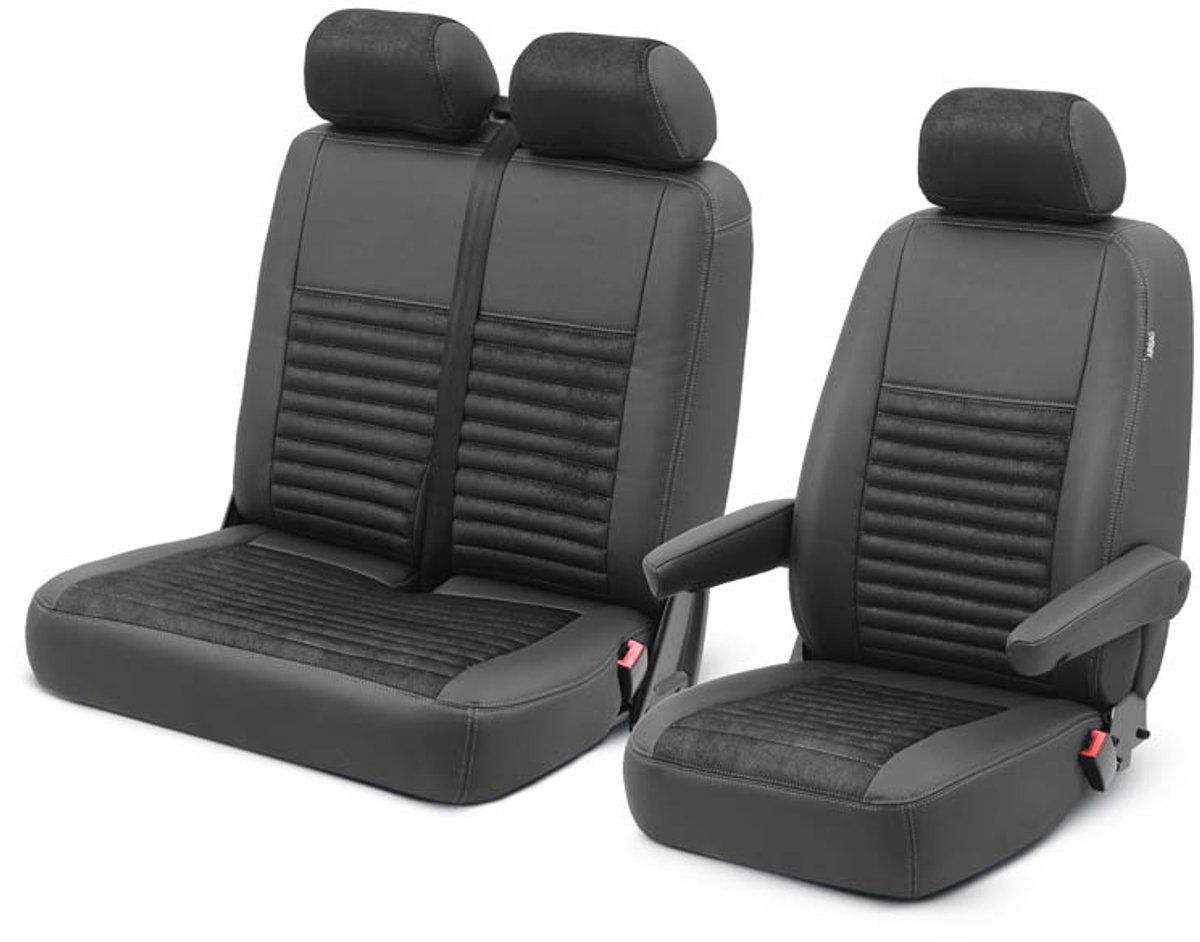 Pasvorm stoelhoezen Mercedes Vito 447 / eVito 2014-heden (past op stoel en duobank) - Combinatie van kunstleer met alcantara
