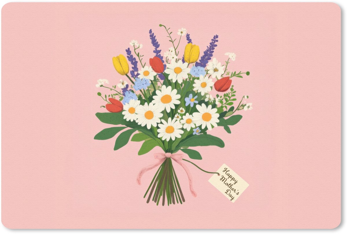 Muismat 27x18 cm - Mousepad Bloemen - Lint - Kaartje - Muismatten