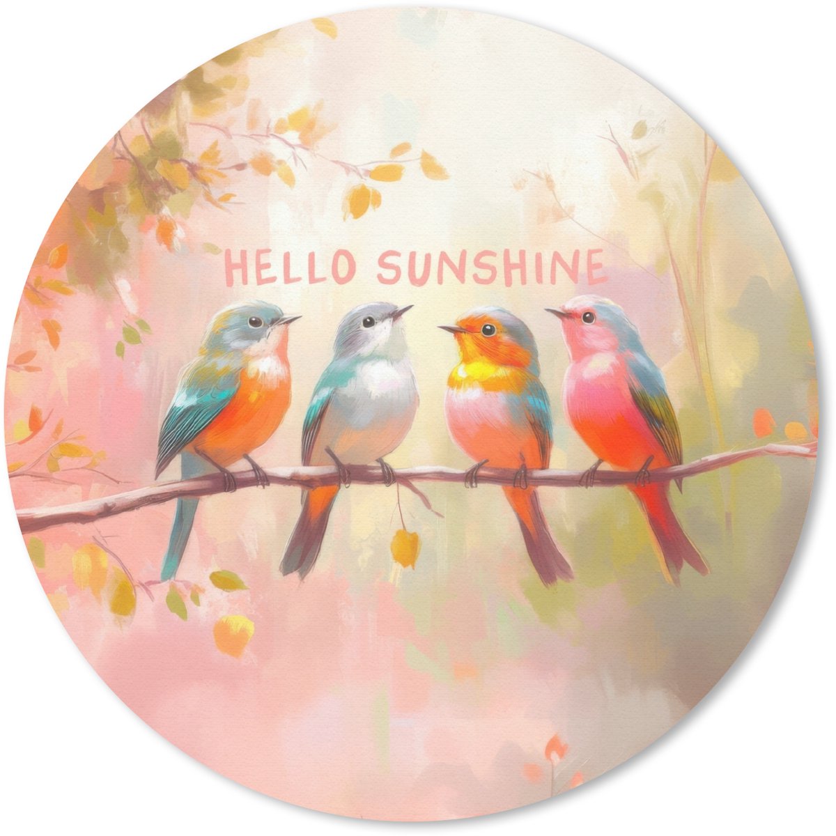Muismat rond 40x40 cm - Mousepad Vogels - Tak - Quote - Roze - Ronde muismatten
