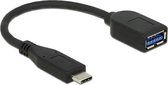 USB-C naar USB-A adapter - USB3.1 Gen 2 - tot 3A / zwart - 0,10 meter