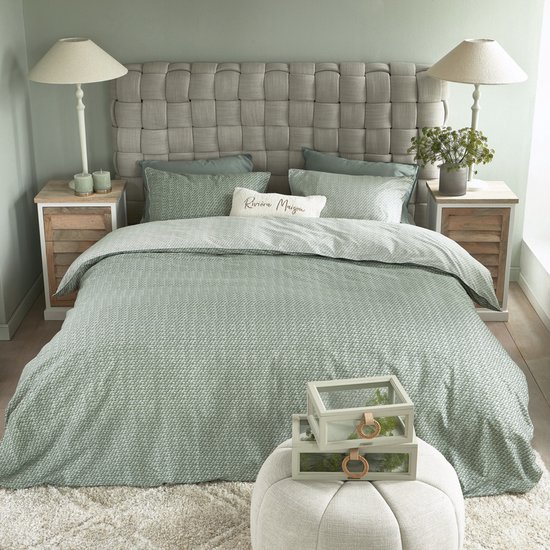 Rivièra Maison Bambu Housse de couette - Lits jumeaux - 240x200/220 cm - Gris vert