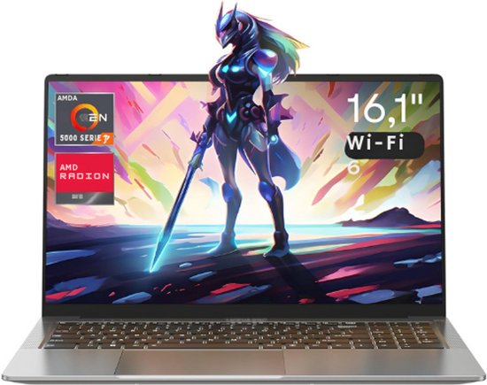 Gaming Notebook AMD Ryzen 7 5700U - 16 GB RAM - 512 GB NVME SSD - Toetsenbord met Achtergrondverlichting - 16,1 Inch Full HD - Windows 11 Pro Laptop - BOG - Hoofdafbeelding