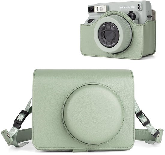 YONO Case geschikt voor Fujifilm Instax Wide 400 - Bescherm Hoes met Draagriem - Salie Groen