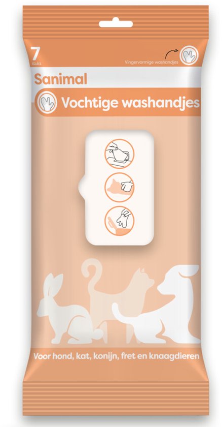 Sanimal Vochtige Washandjes 7 stuks