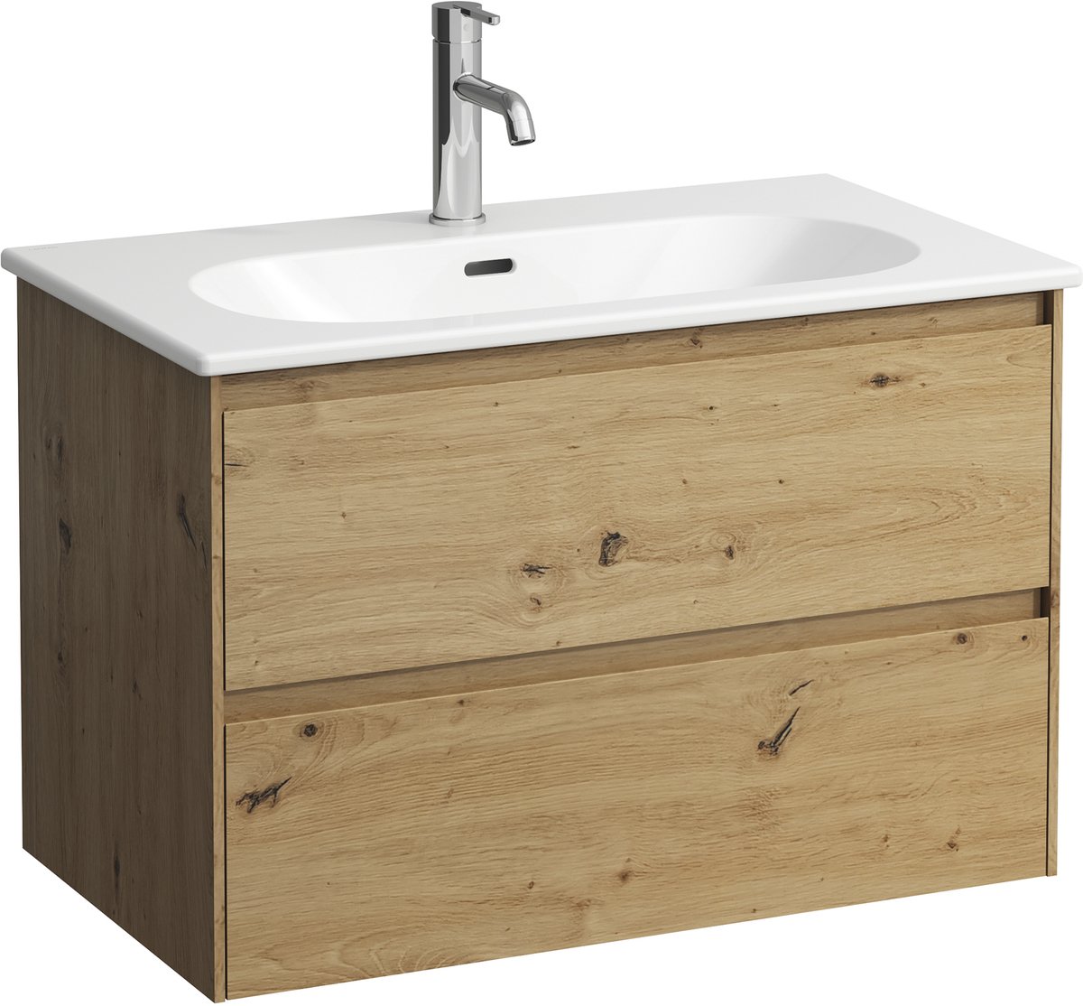 Laufen Lani wastafel pack slim m/meubel 80cm 2 lades wild oak