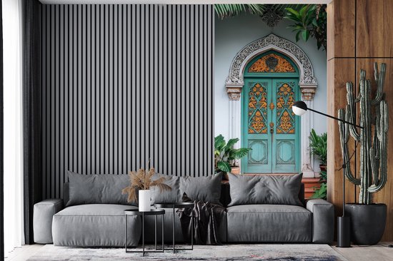 Behang - Fotobehang Deur - Patronen - Planten - Breedte 120 cm x hoogte 240 cm