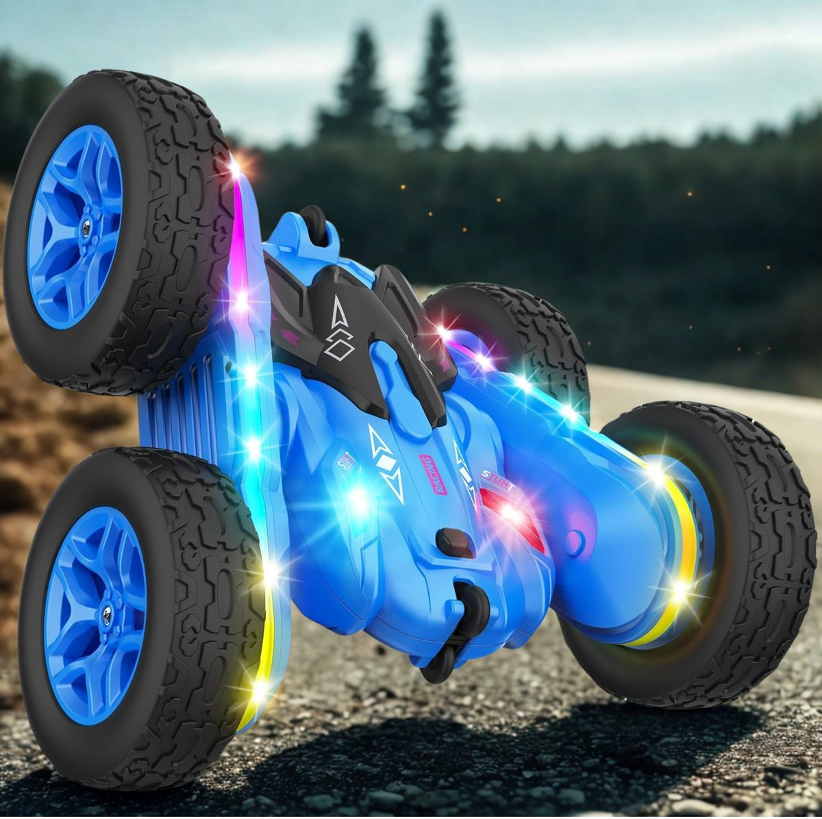 Boncy® Bestuurbare RC Auto Offroad - 360 Stunt Blauw - Jongens Meisje Volwassenen - Speelgoed Binnen & Buiten - Afstandbestuurbaar Race Drift Car - Afstandsbestuurbaar Raceauto Accu - Stuntauto - Bestuurbaar Snel Elektrisch Autos Afstandsbediening — afbeelding 7