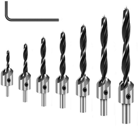 Verzinkboor met Diepteaanslag, 2,8x8 Mm Boor met Instelbare Diepteaanslag en Accessoires, Boor Diepteaanslag Kraagset Timmermansgereedschap Booraccessoires