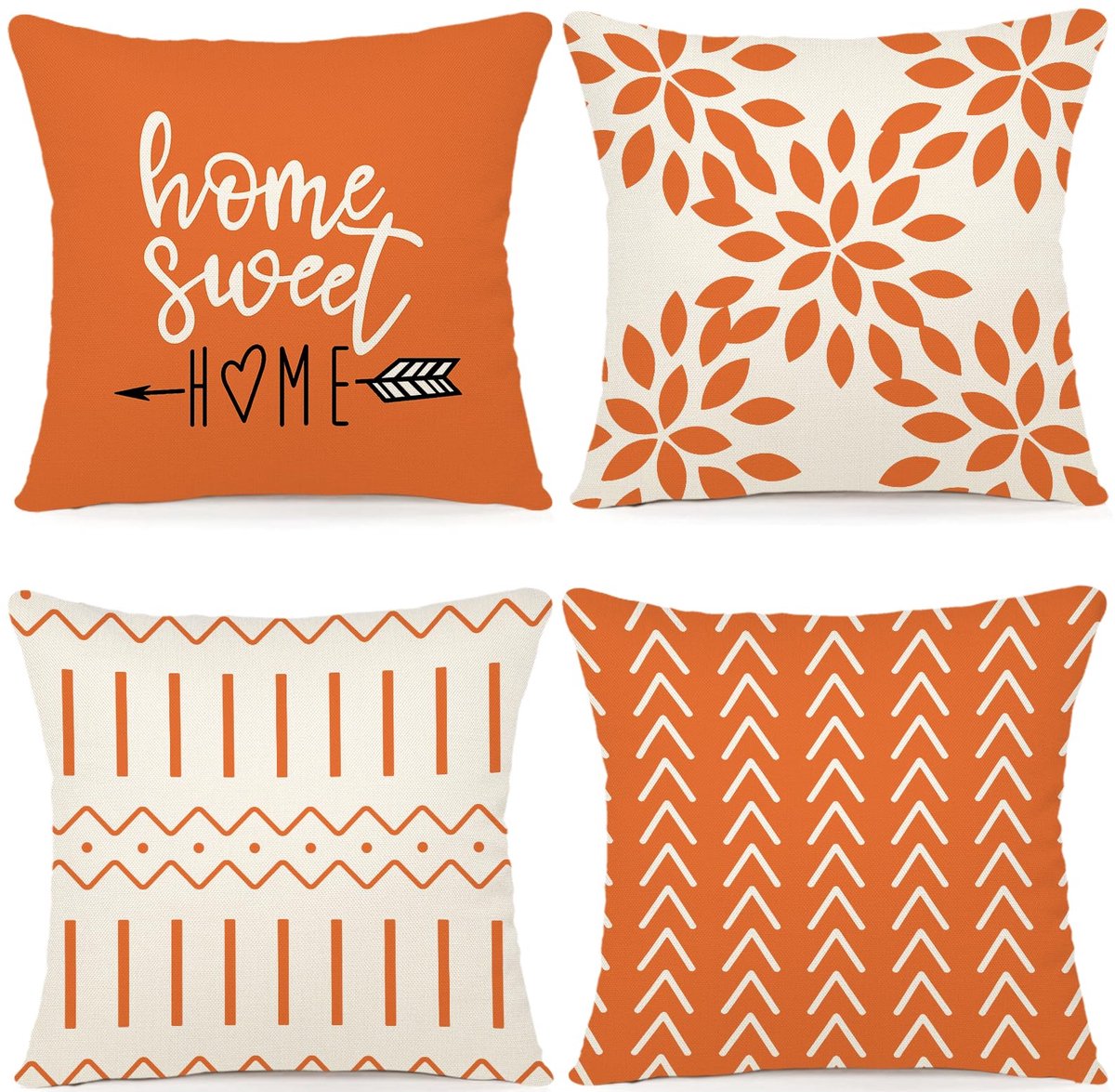 Ibenzoa Kussenhoezen Set van 4 voor Sierkussens op Bank, Tuinbed of Stoel, 40 x 40 cm oranje