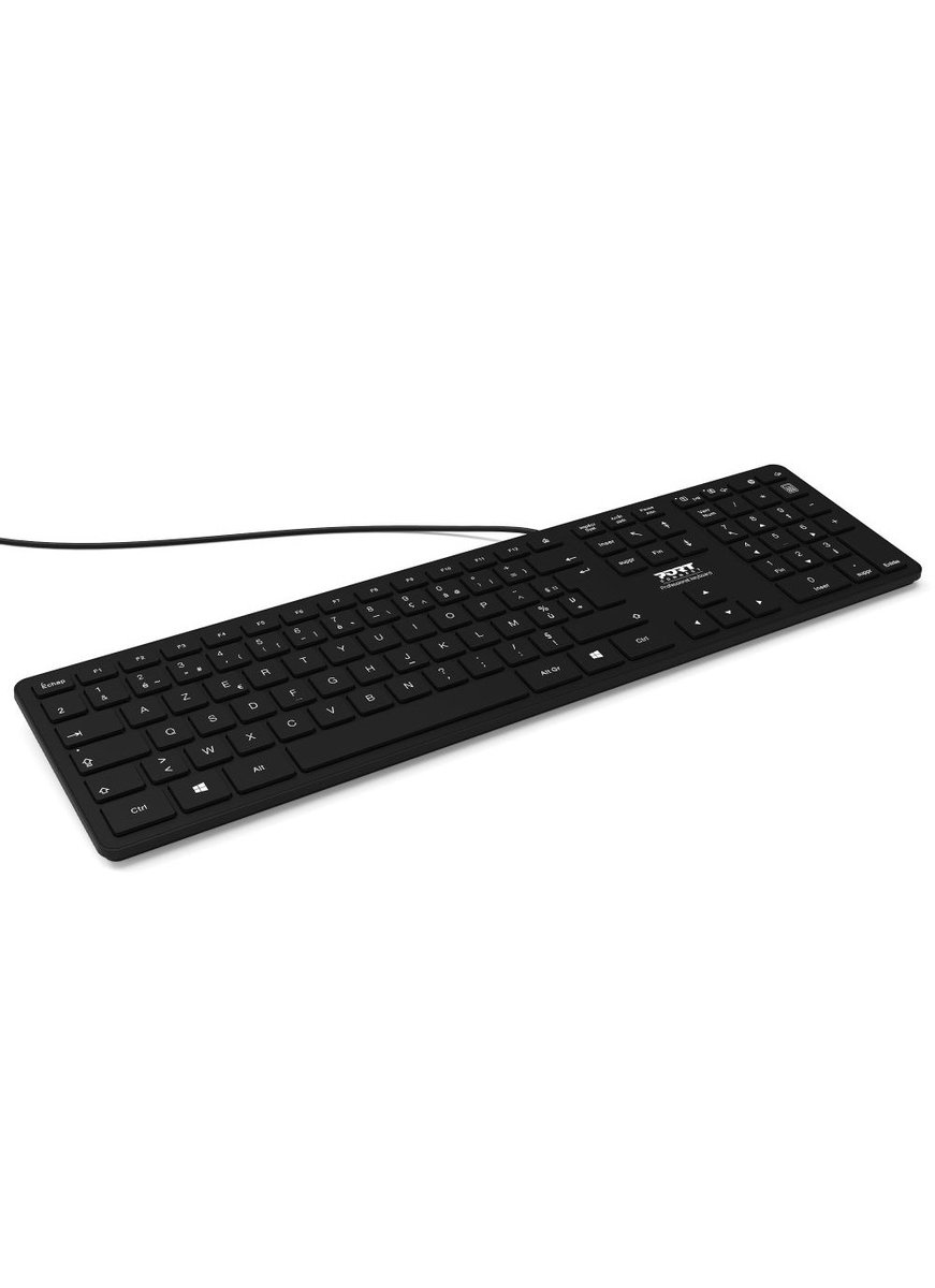 PORT Connect Office Executive Low Profile - Toetsenbord - Bedraad - US-indeling - 109 toetsen + 6 sneltoetsen - Membraan - Zwart