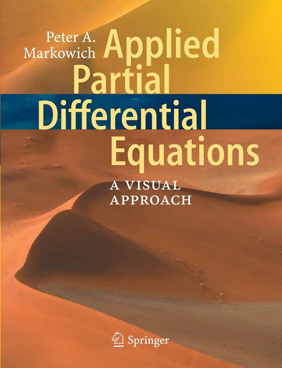 Couverture de livre : 'Applied Partial Differential Equations' par Peter A. Markowich, avec un paysage désertique en arrière-plan.
