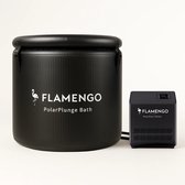 Flamengo® PolarPlunge Ice Bath - INCL. Polarpure Chiller Koel en filtersysteem - Pro Edition | Ijsbad 450L - 90cm - Dompelbad -zitbad - opvouwbaar opblaasbaar bad - Bath bucket voor Wim Hof Methode - ZWART Incl. Tas + dual action pomp