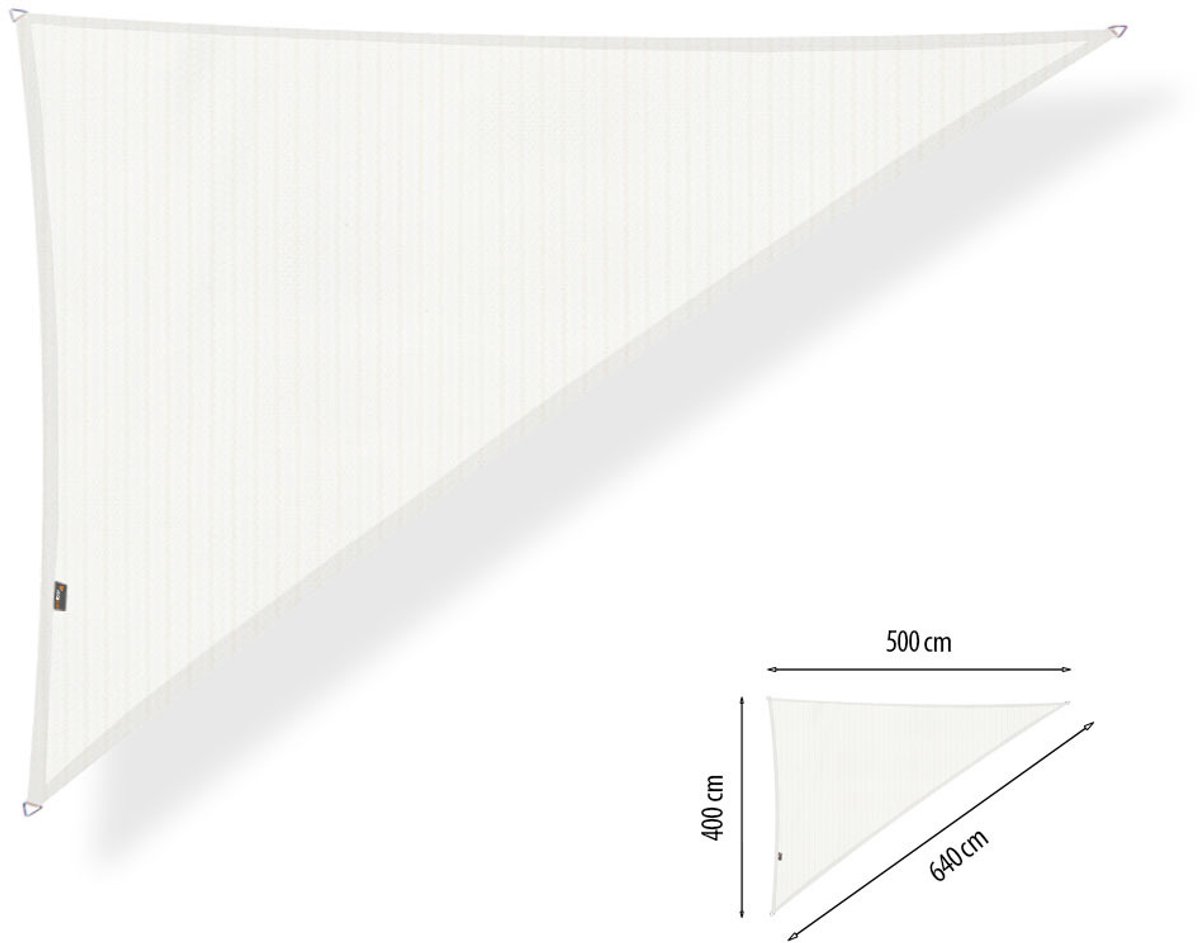 Shadow Comfort® Driehoek 90° schaduwdoek - UV Bestendig - Zonnedoek - 400 x 500 x 640 CM - Arctic White